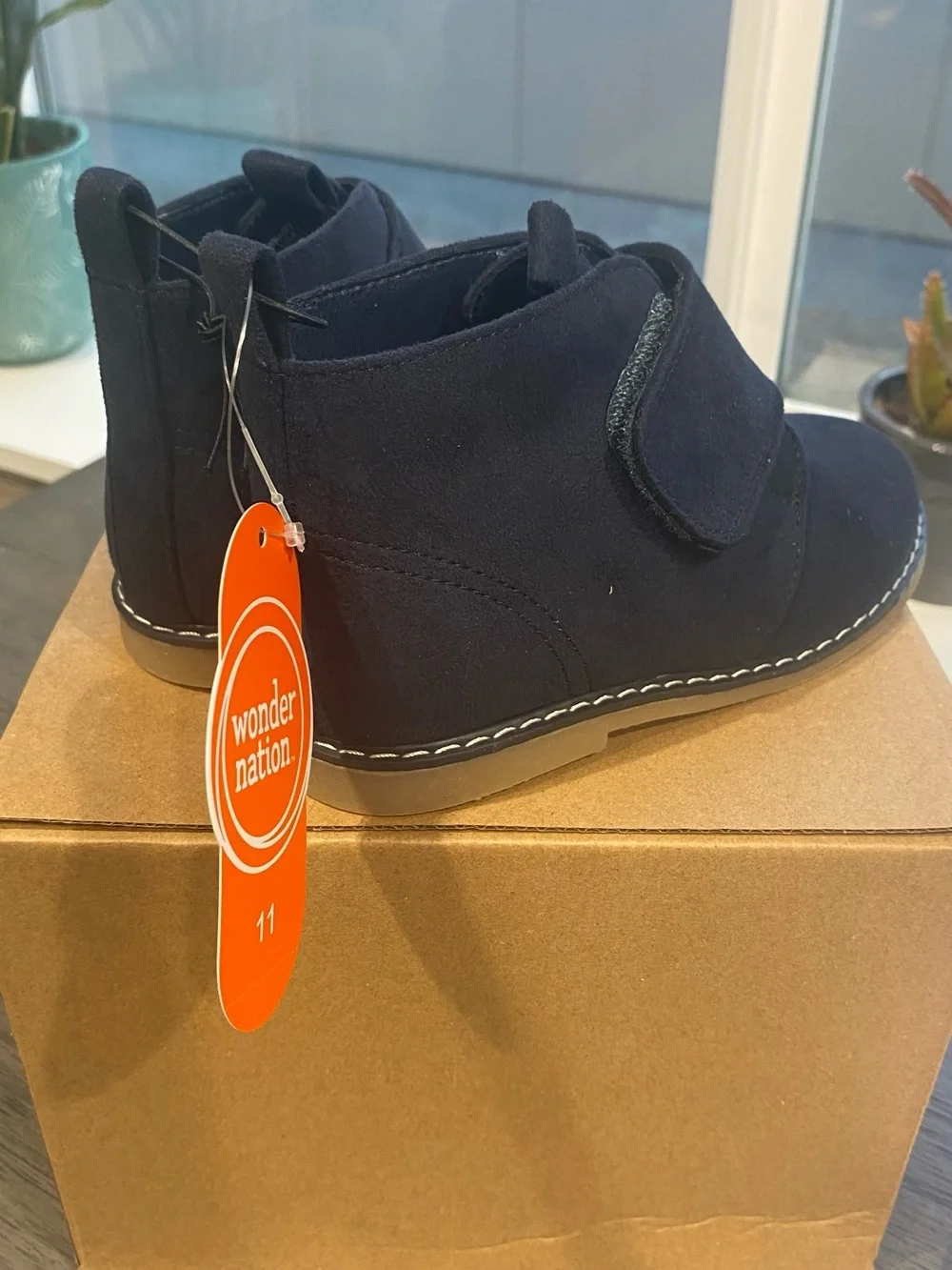 Kids Navy Suede children’s easy on  Ankle Boots size 10